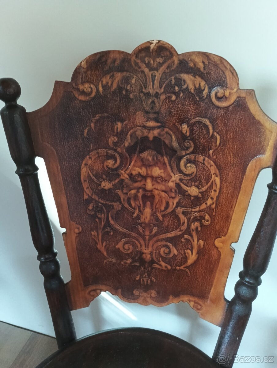 staré židle 2 ks thonet s motivem čerta - 2