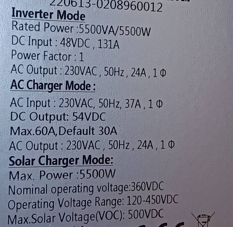 solární hybridní regulátor IGrid VE II 5.5K WiFi - 2