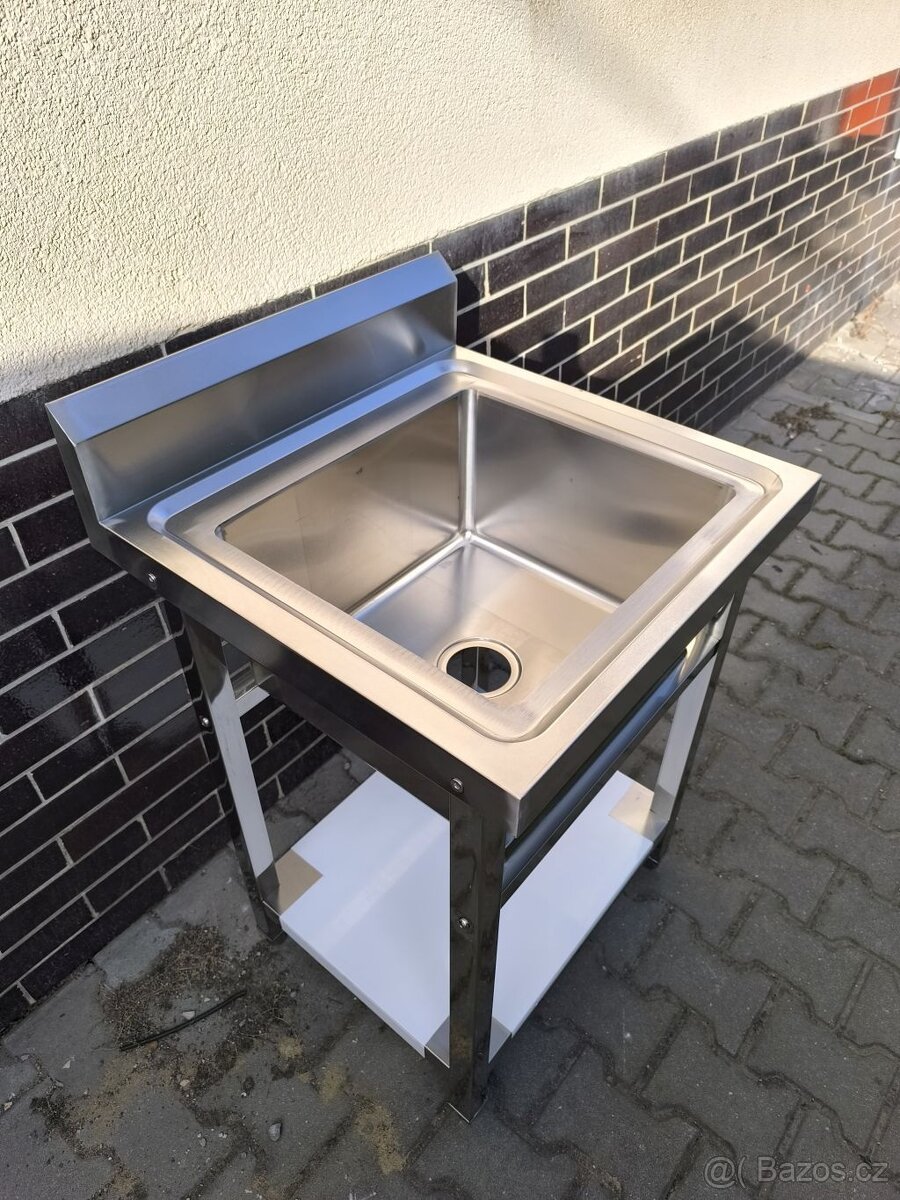 Nerezový dřezový stůl 60x60x85, s policí, šroubovaný - 2