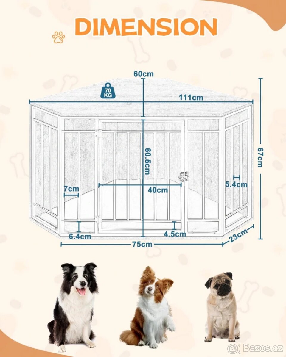 EUGAD Rohová klec pro psa do domu - 2