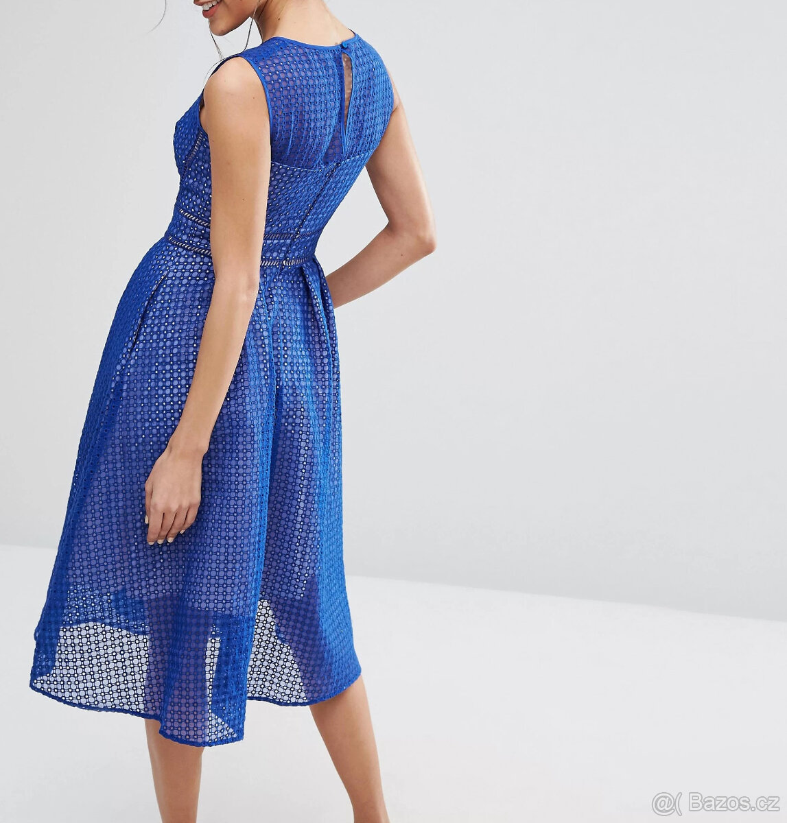 Modré bavlněné šaty s kapsami, UK12/40/L - 2