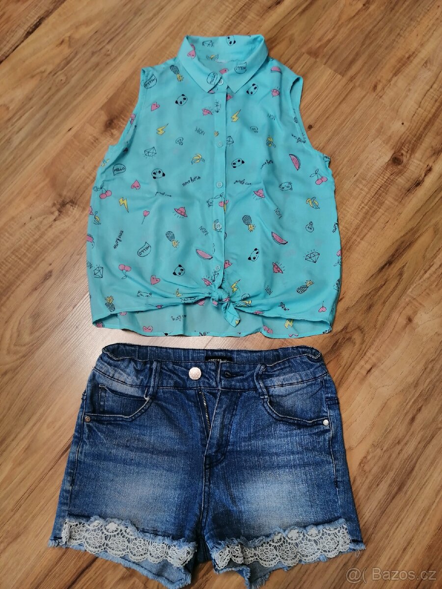 Riflové kraťasy s halenkou - 2