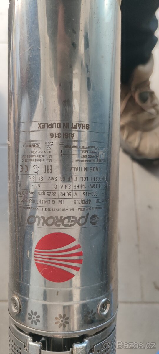 hlubinné čerpadlo Pedrollo 4PD/1.5 1,1kw 380V - 2