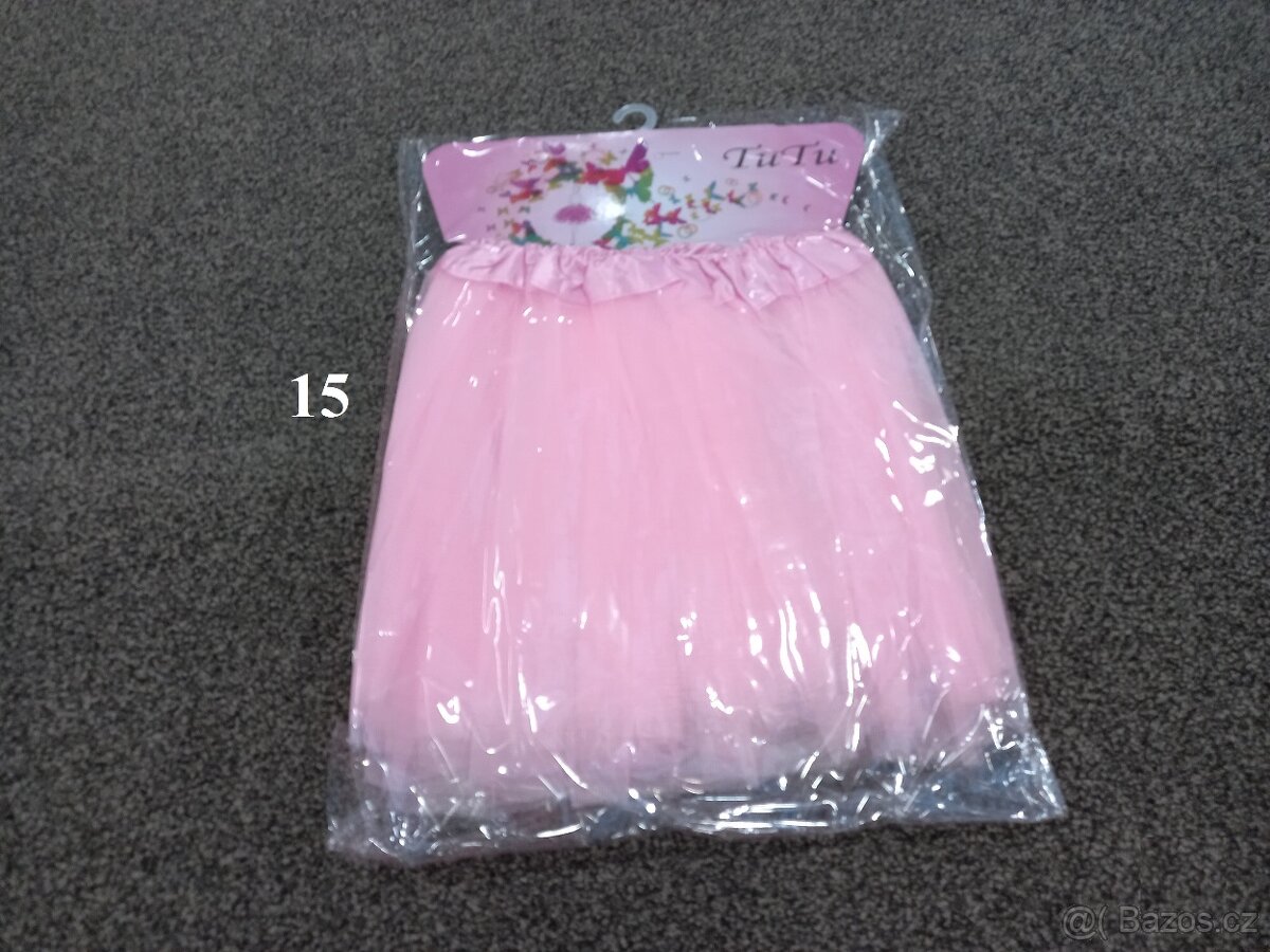 Tylová tutu sukně, délka 30 cm, cca 3-6 let, světle růžová - 2