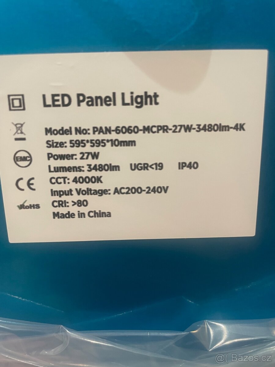 Prodám nové LED svítidla 27W čtverec 595x595 - 2