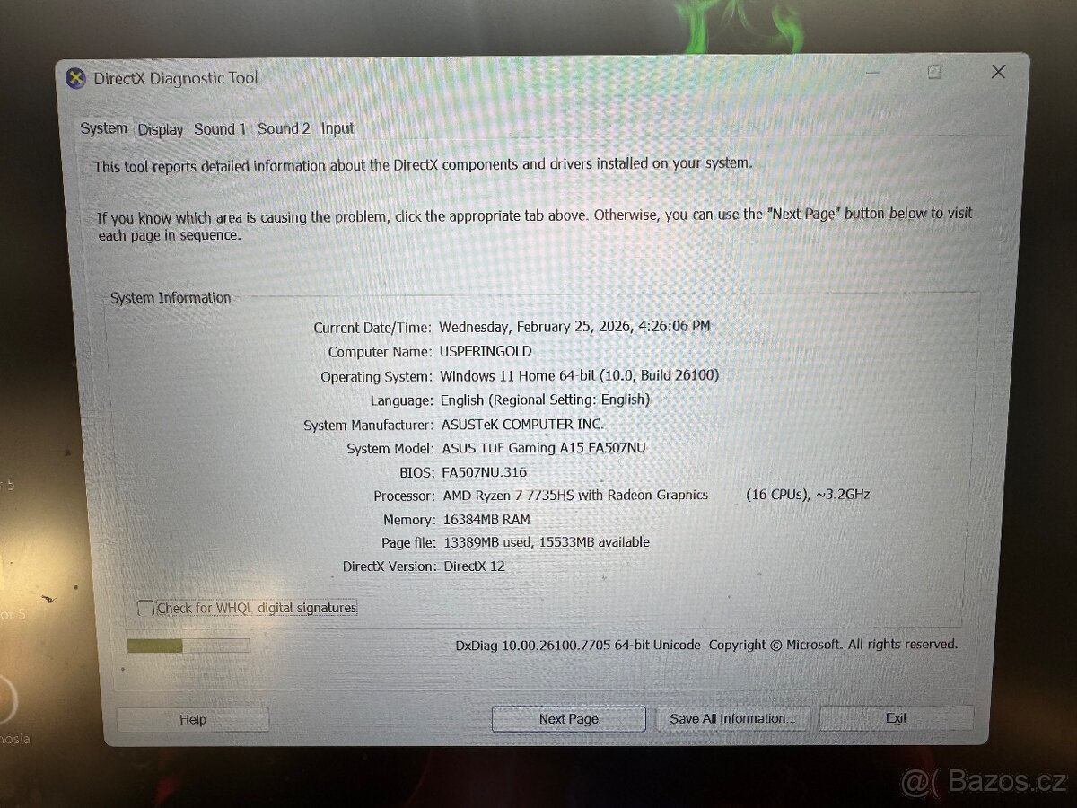 Herní notebook Asus a15 - 2