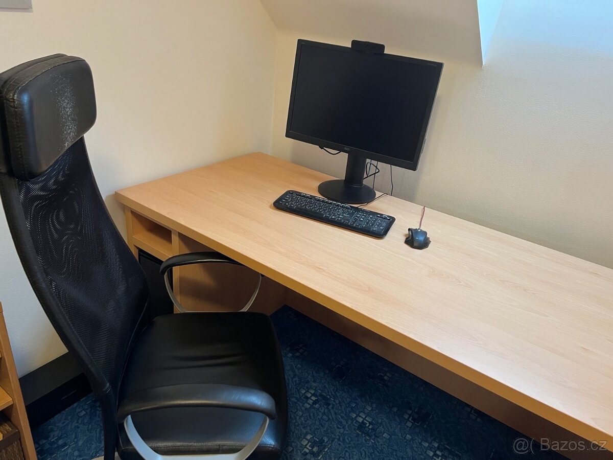 Stůl s prostorem pro počítač, buk - 2