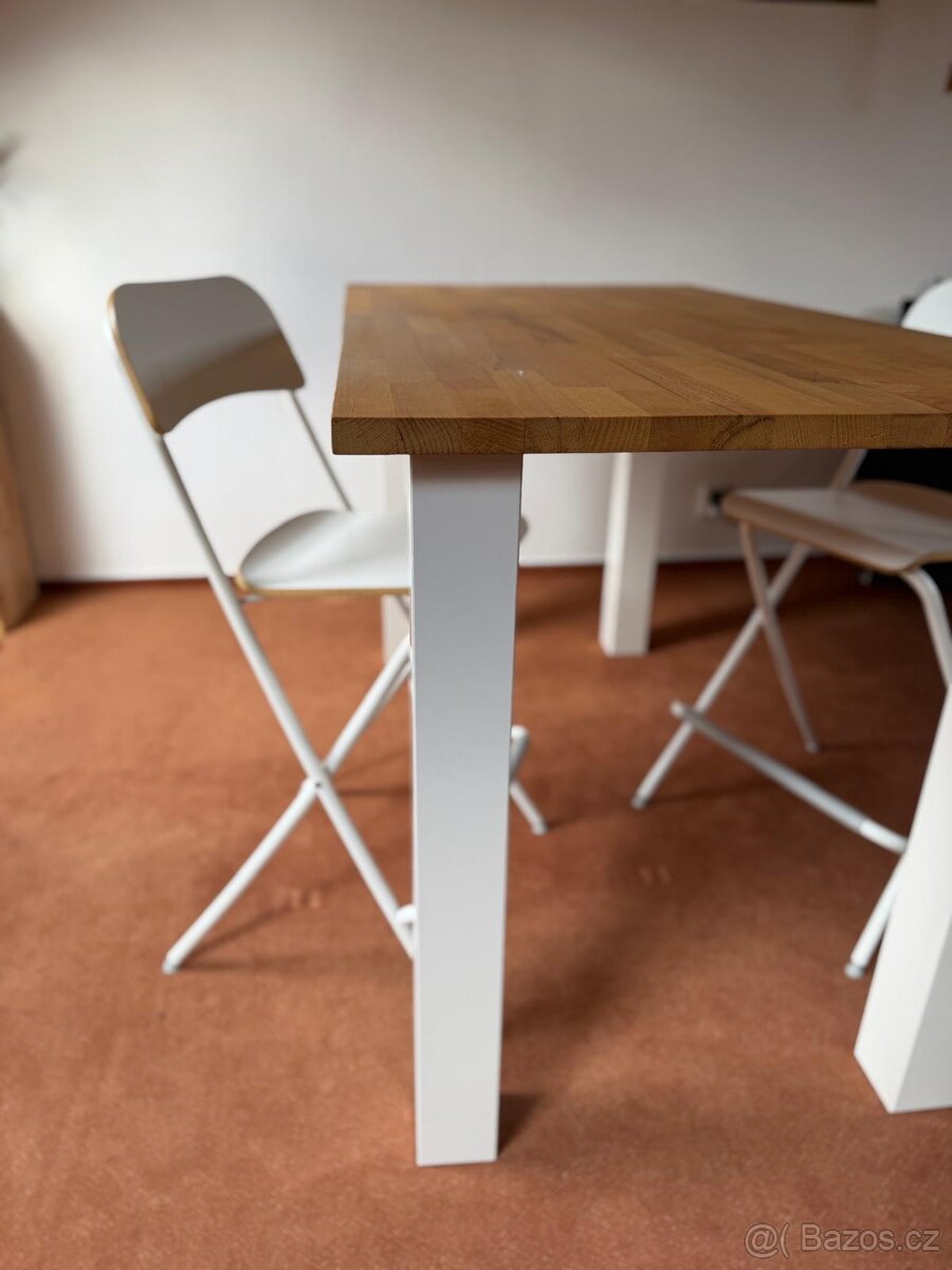 Stůl s dubovou deskou + 2x židle - 2