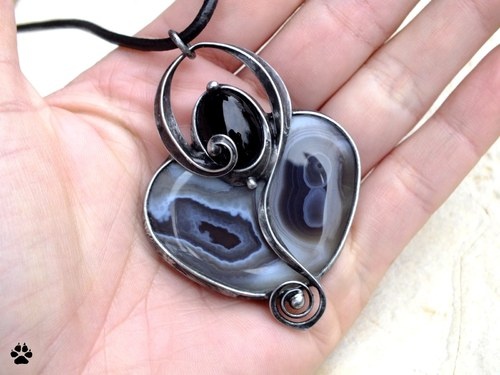 úžasný magický achát Botswana Černá Molly - 2