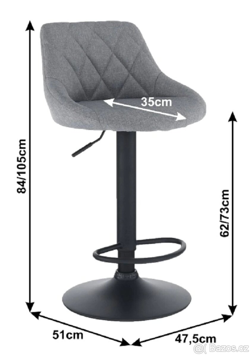 Otočná barová židle čalouněná TK3182, 1 ks - 2