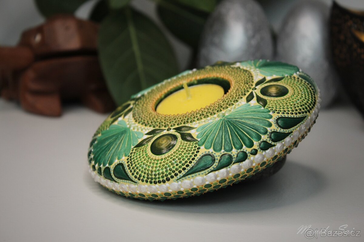 Mandala - Svícen DotArt - akryl. - 2