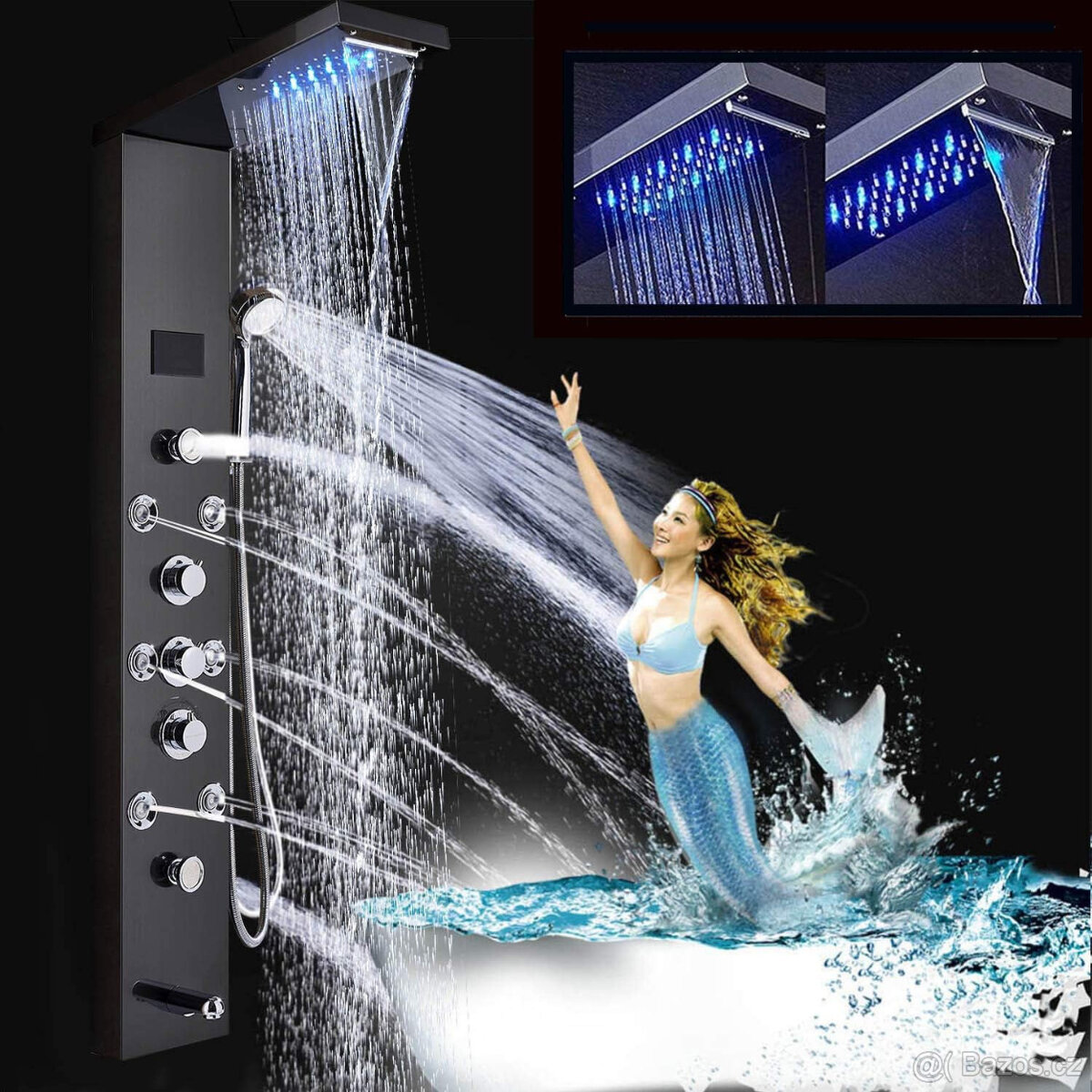 Hydromasážní sprchový set 7v1 s LCD displayem, černý - 2