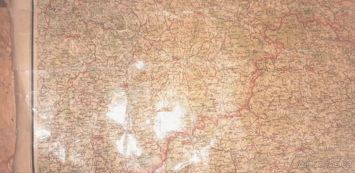 Stará mapa Moravy z roku cca 1930 - 2