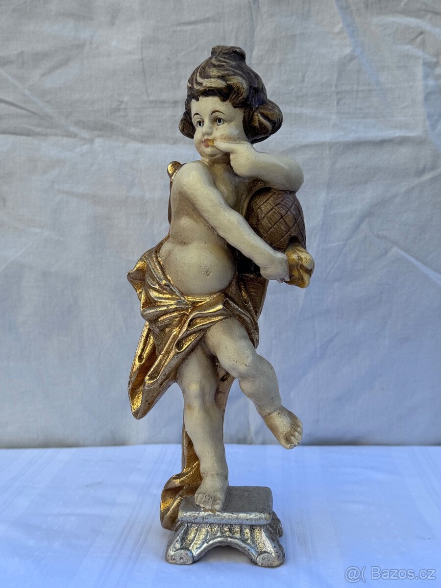 Anděl dřevěná socha v polychromii - 2