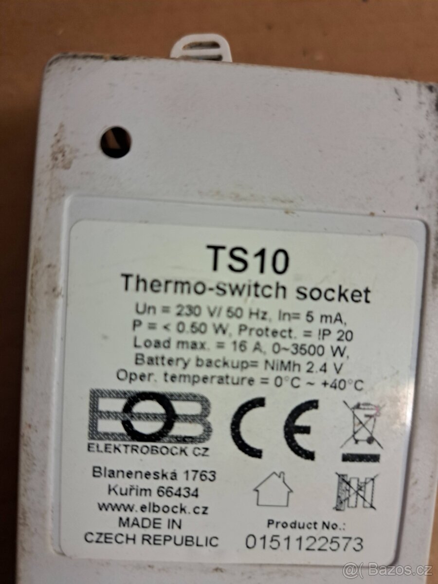 Zásuvkový programovatelný termostat Elektrobock TS10 - - 2