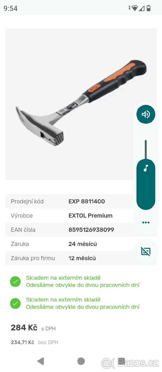 Tesařské kladivo extol premium kované z jednoho kusu ocele - 2