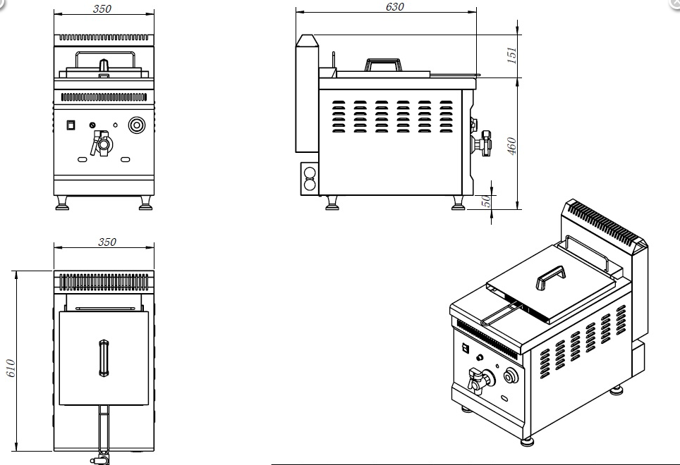 Gastro plynová fritéza WGF-181 (PB) - 2