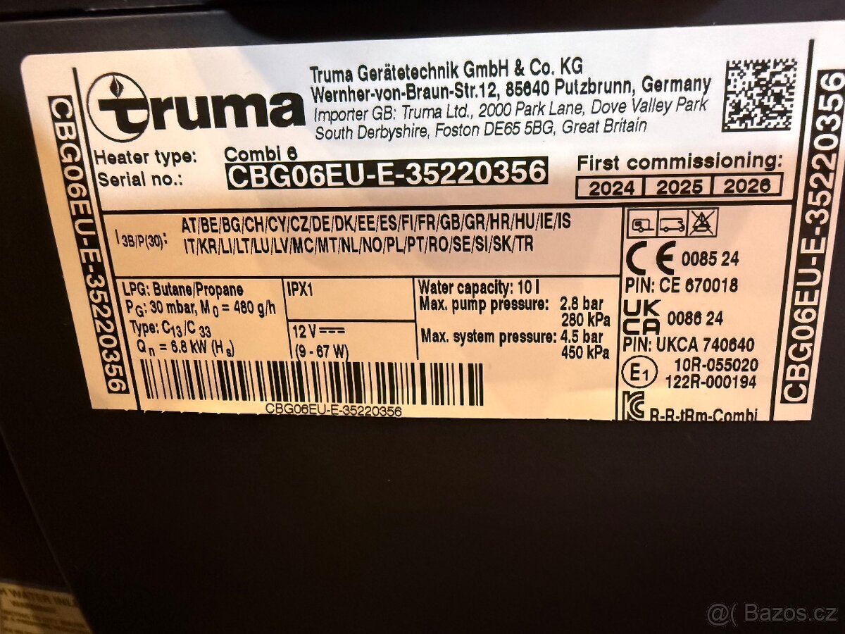 Topení Truma Combi 6 plynové - 2