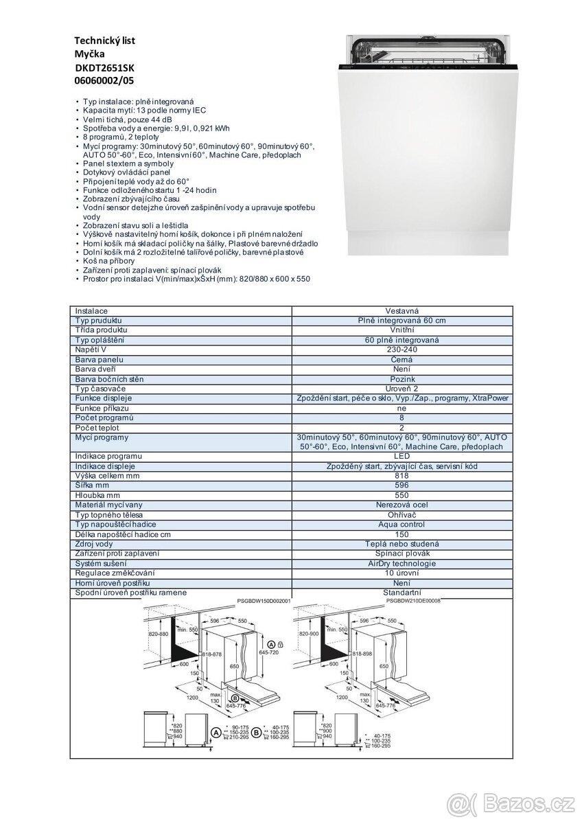 Vestavná myčka nádobí DKDT2651SK - 2