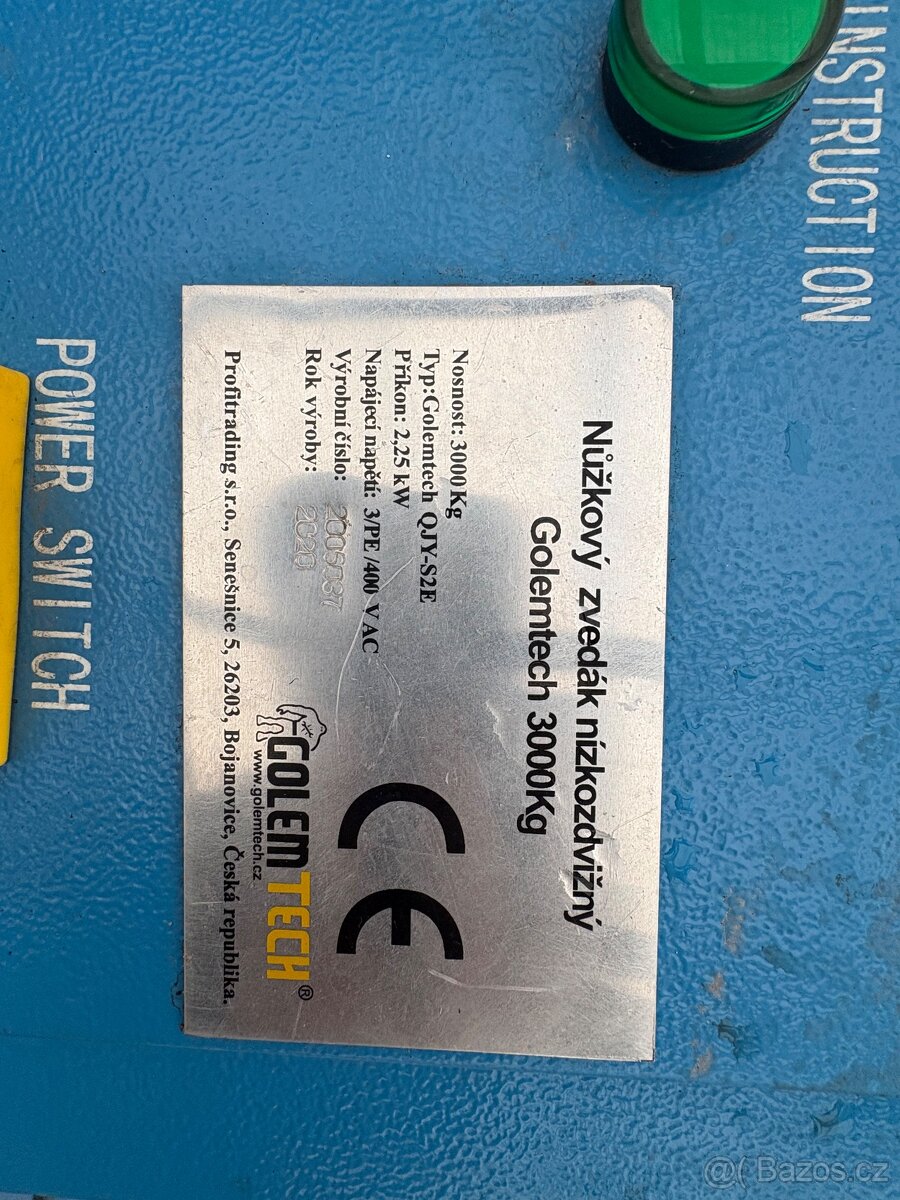 Nizkozdvizny nůžkový zvedák golemtech 3000 - 2