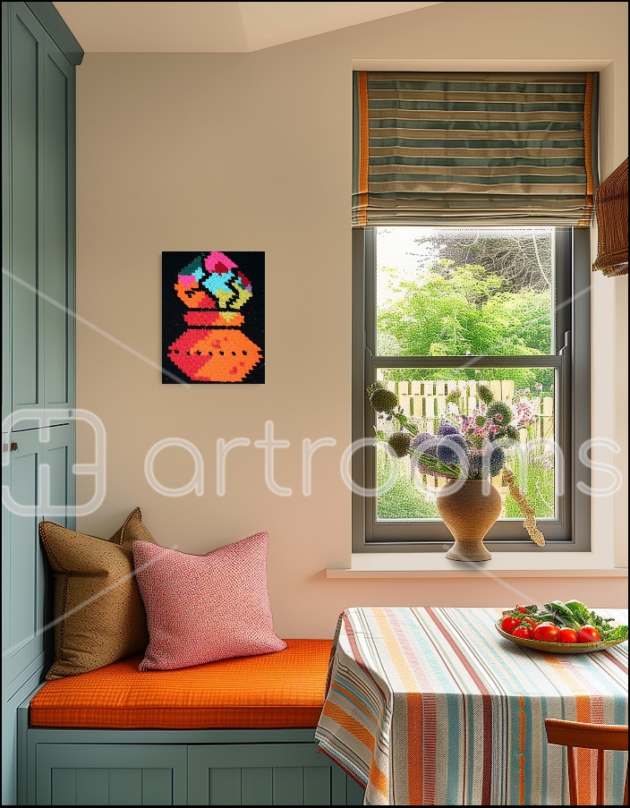 Háčkovaný obraz s kaktusem - 2