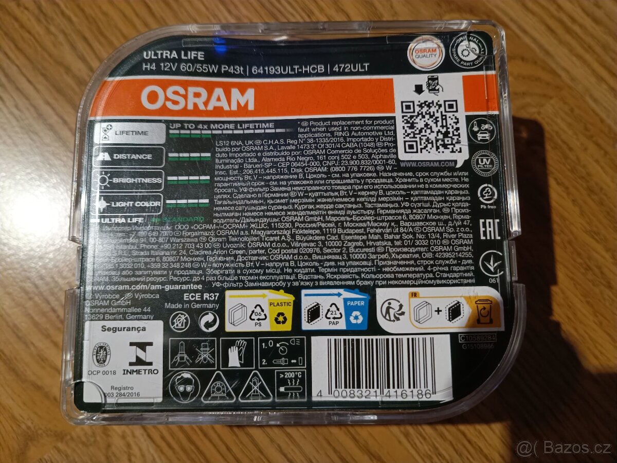 Žárovky OSRAM ULTRA LIFE H4 - 2