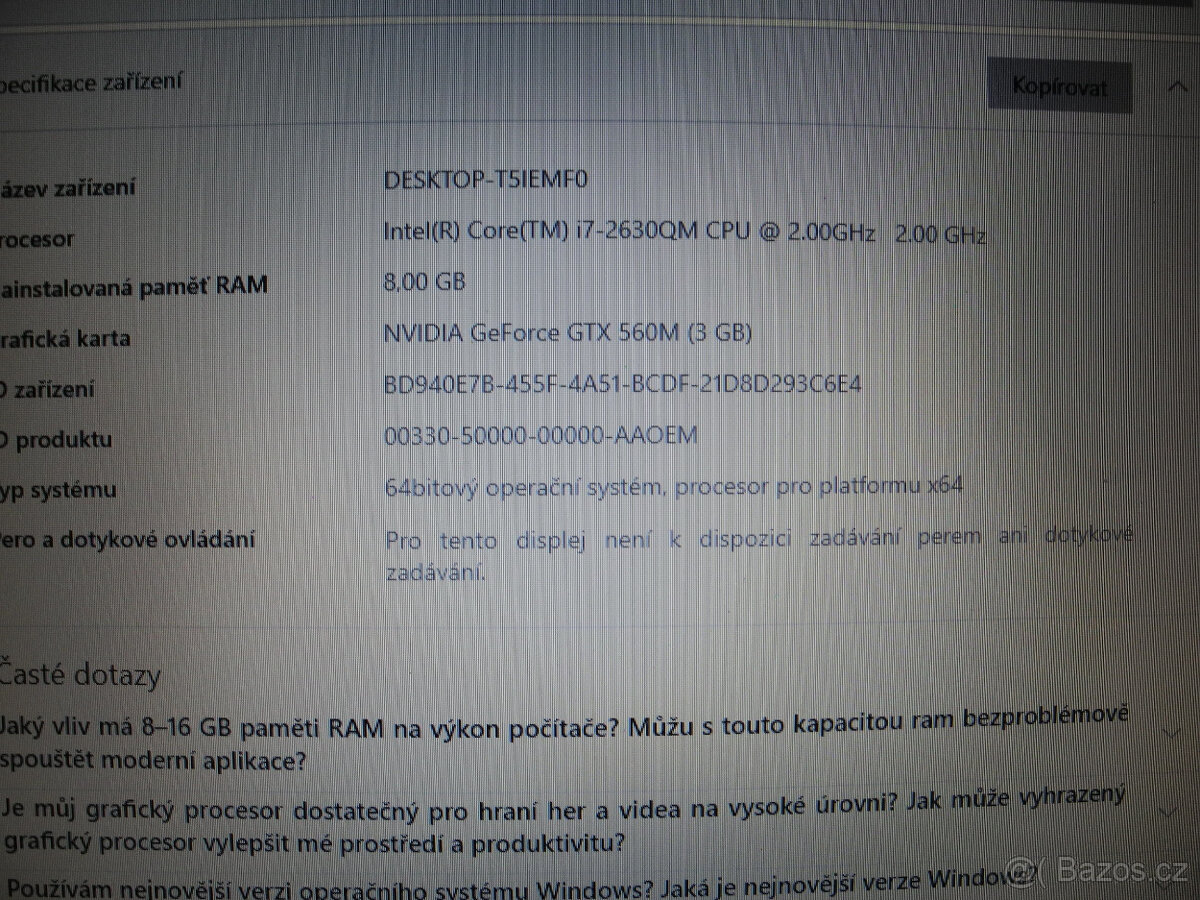 notebook ASUS 17" displej intel i 7 - 2