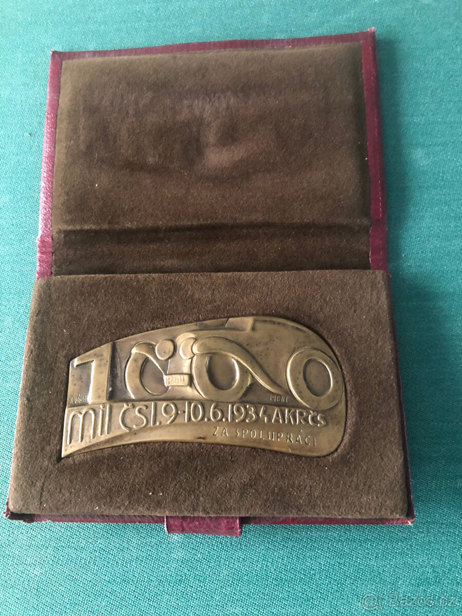 Plaketa 1000 Mil Československých 1934 - 2