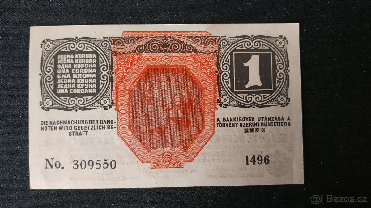 Bankovka, 1 koruna, rok 1916 - 2