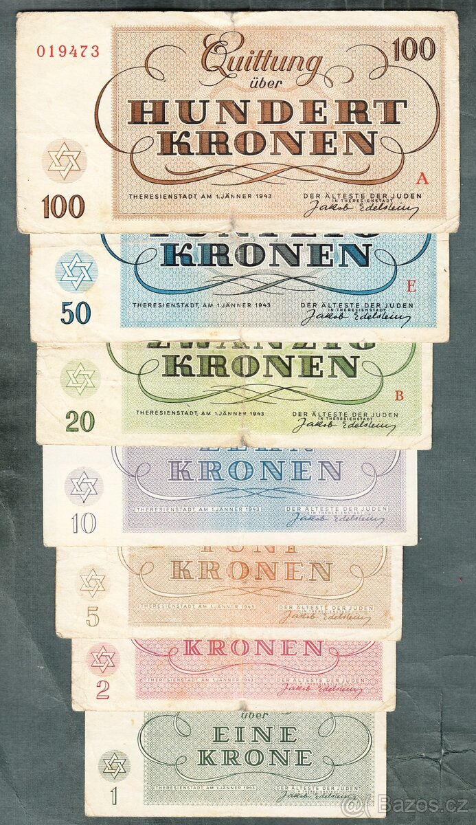 Staré bankovky KOMPLET SESTAVA židovského ghetta TEREZÍN - 2
