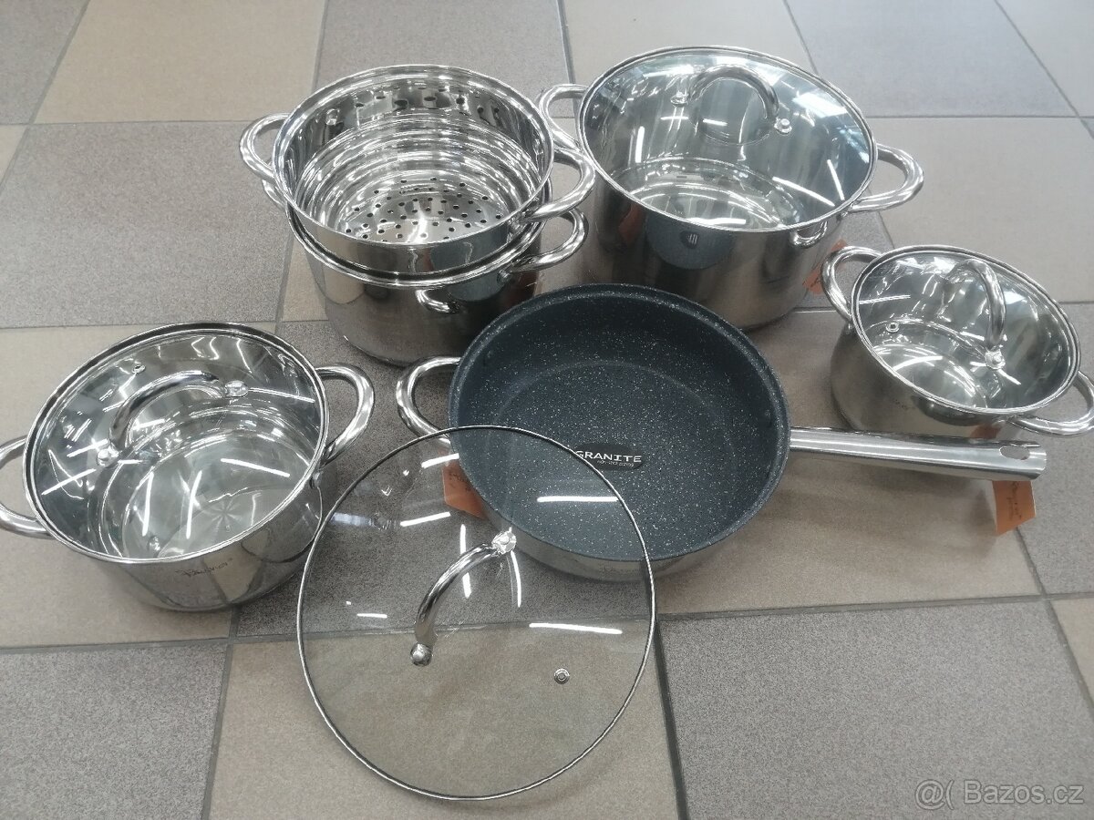 Nádobí nerez designove hrnce sada 11dilu indukce atd - 2