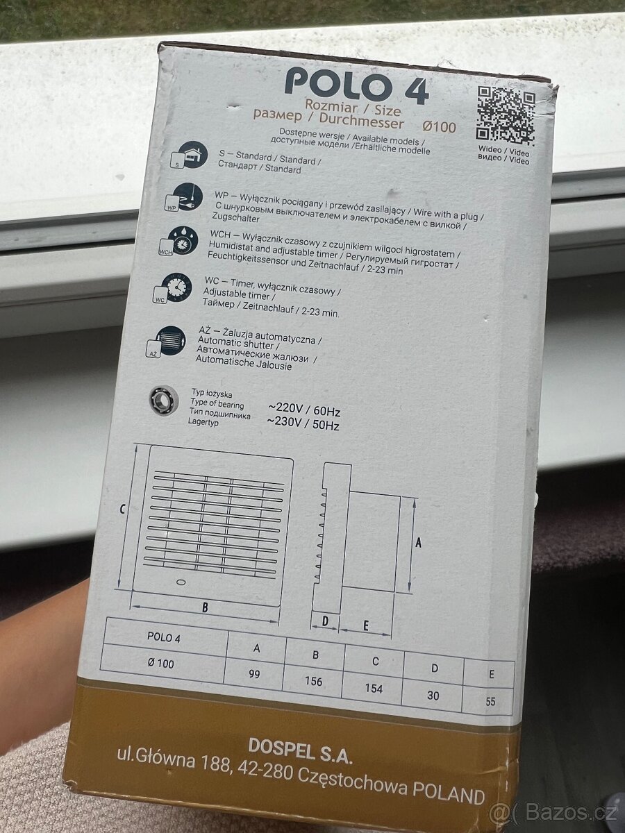 Ventilátor DOSPEL POLO 4 Ø100 – nový, pouze vyzkoušený - 2