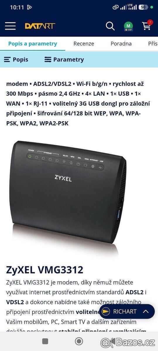 Modem ZyXEL VMG3312-T20A - 2