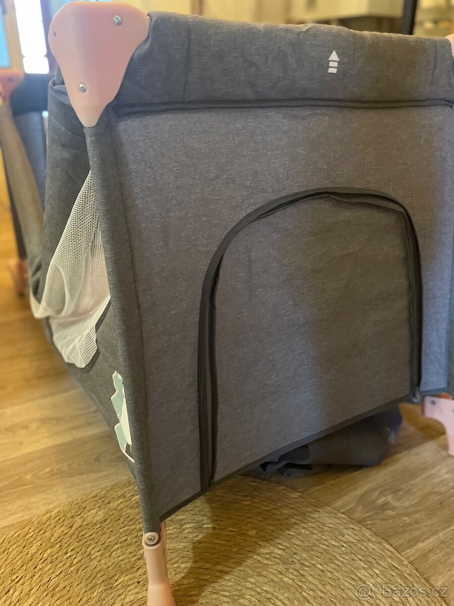 Kinderkraft postýlka cestovní Joy pink s doplňky - 2