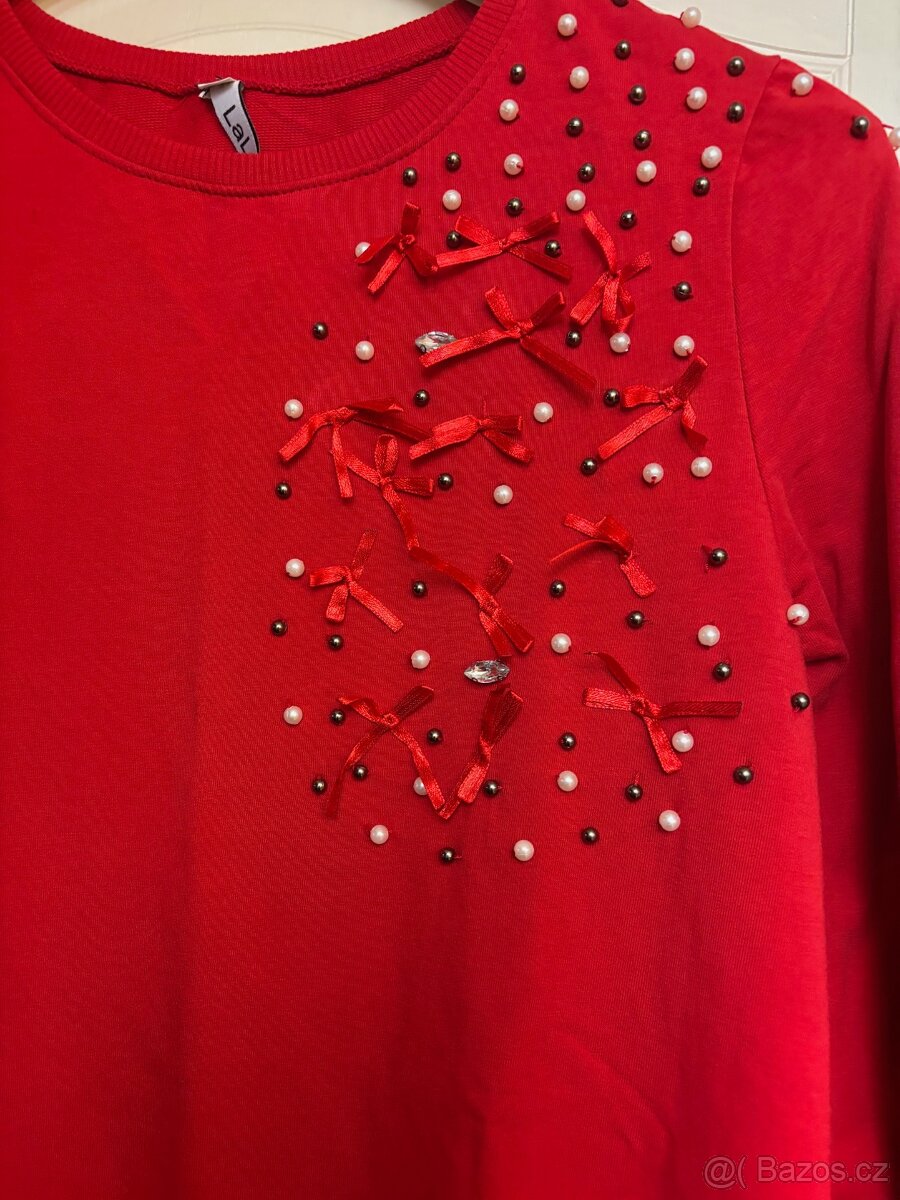 Šaty s mašličkami a korálky velikost 40 - 2