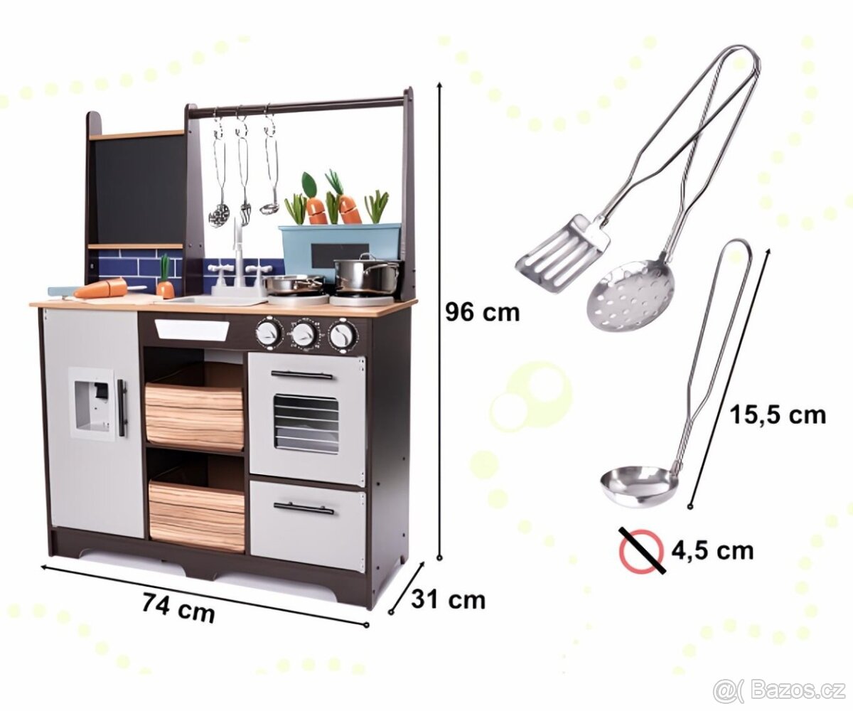 Dětská dřevěná kuchyňka s výbavou - 2