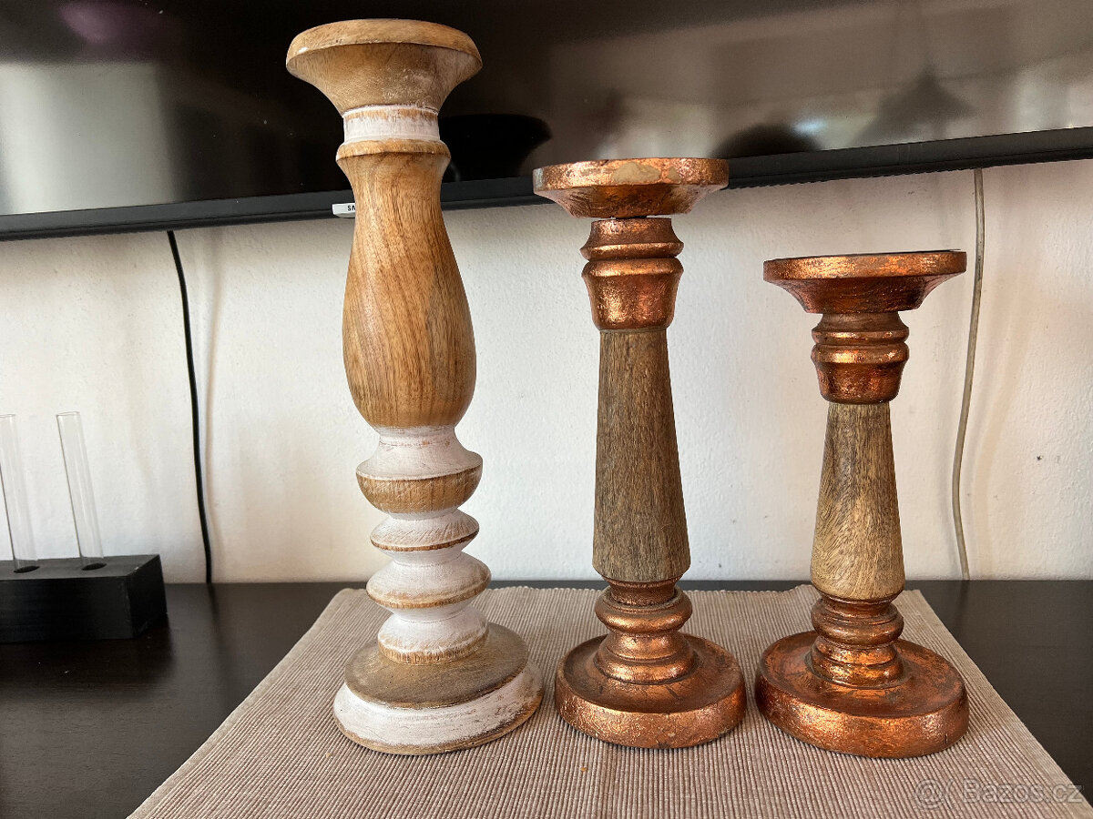 Dřevěné svícny moderní -3 kusy - 2