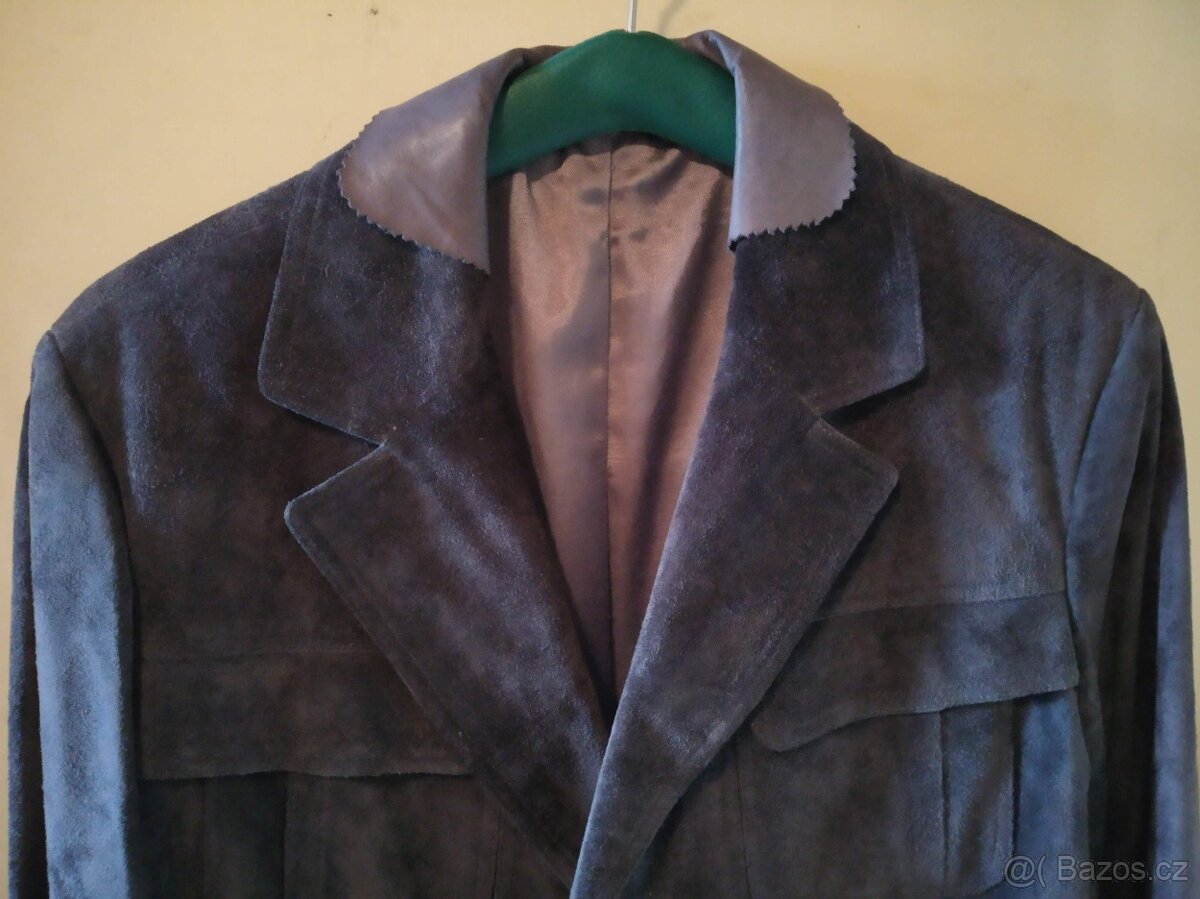 Pánské kožené prodloužené paleto - 2