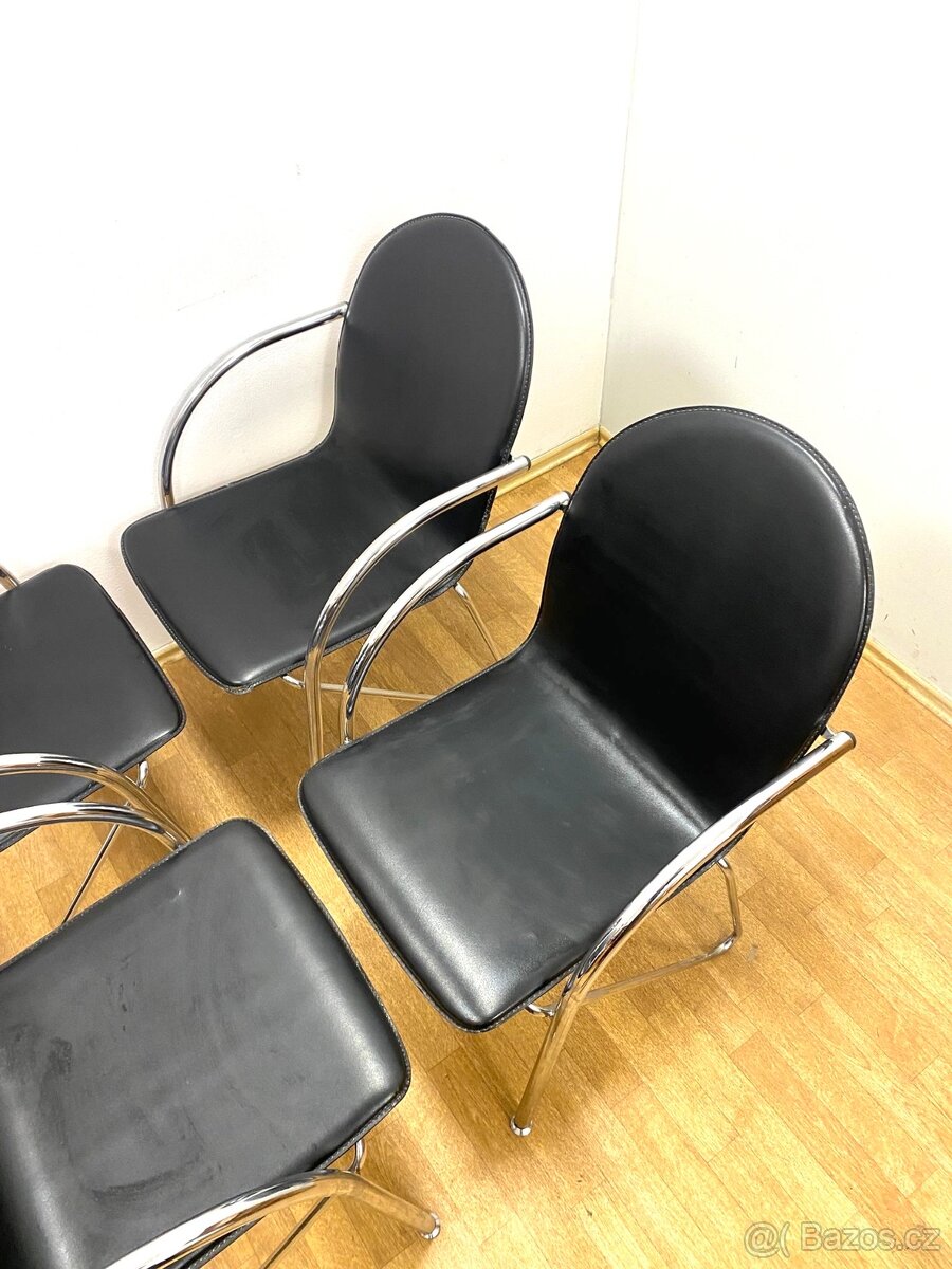 Retro židle 80. léta kůže chrom - 2