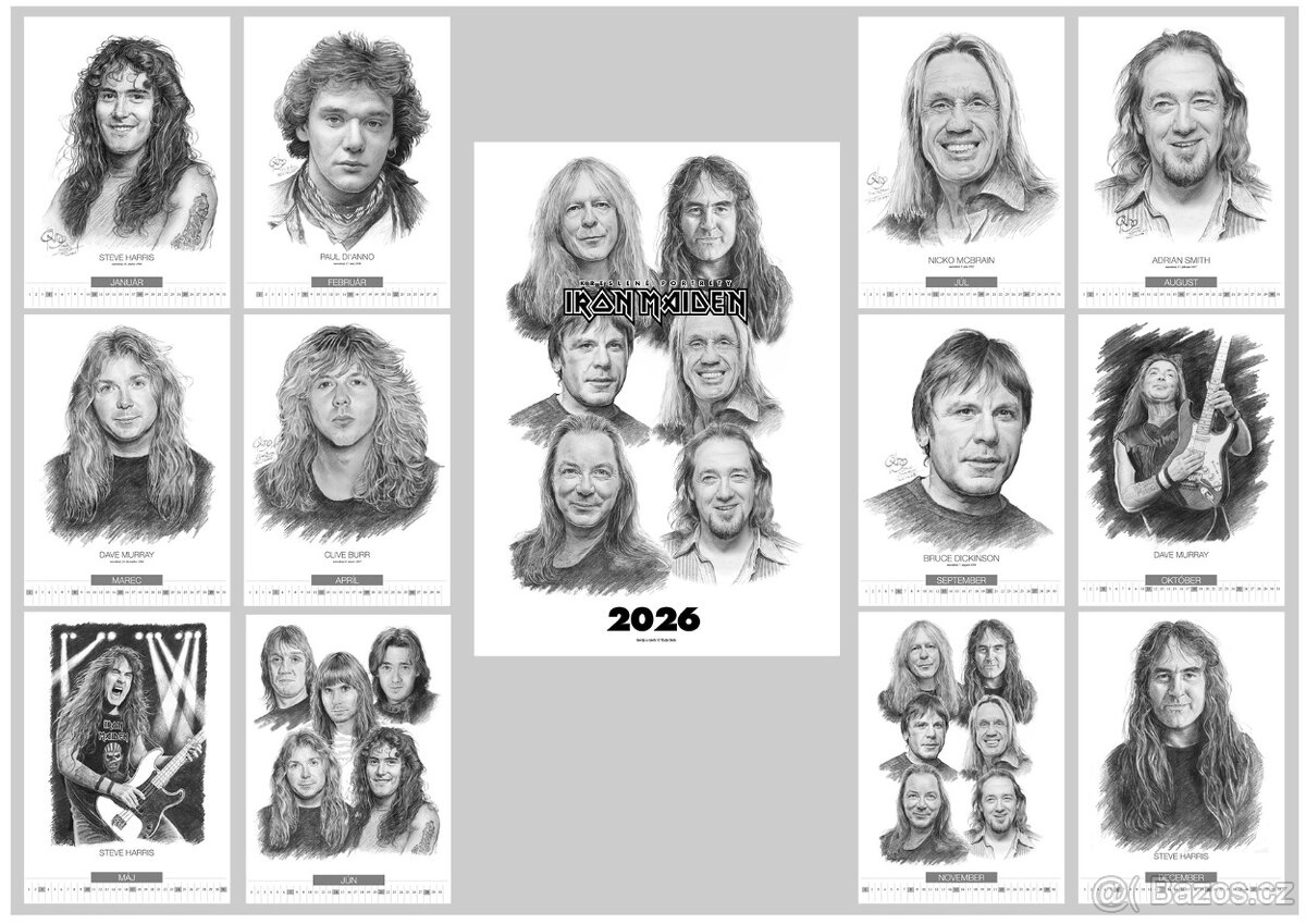 LP Iron Maiden + kreslený kalendár portrétov - 2