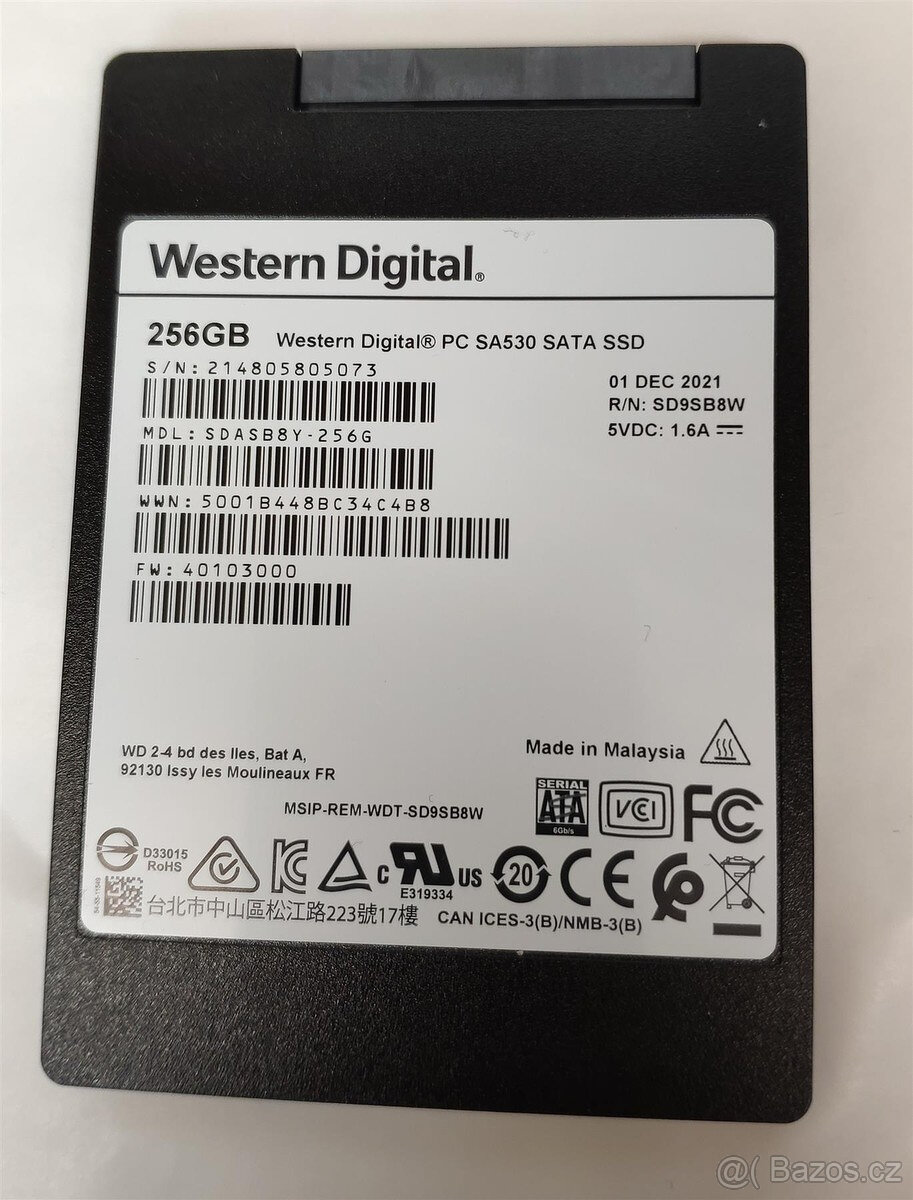 SSD 256 GB Western Digital SA530 95% - 2