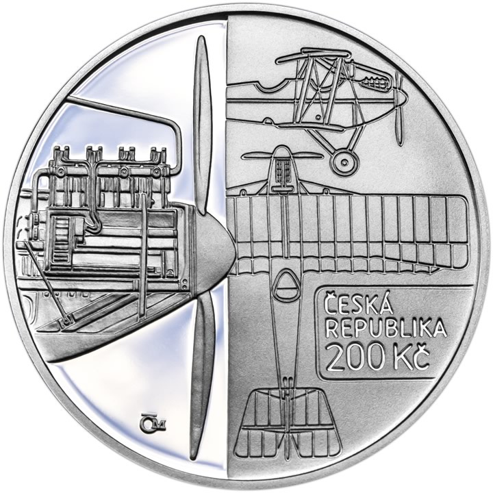 Pamětní stříbrná mince ČNB 2019 Letoun Bohemia B-5 PROOF - 2