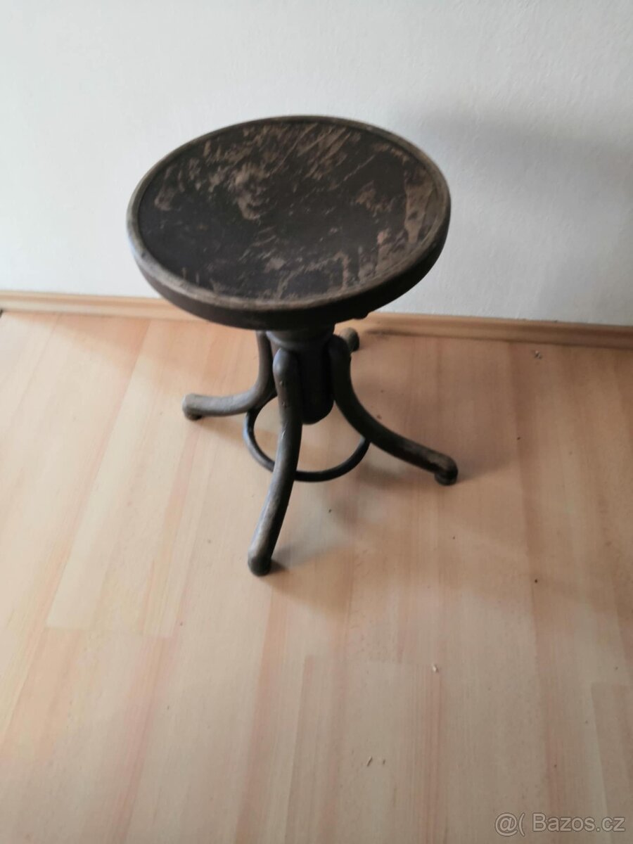 starožitná židle ke klavíru otočná - 2