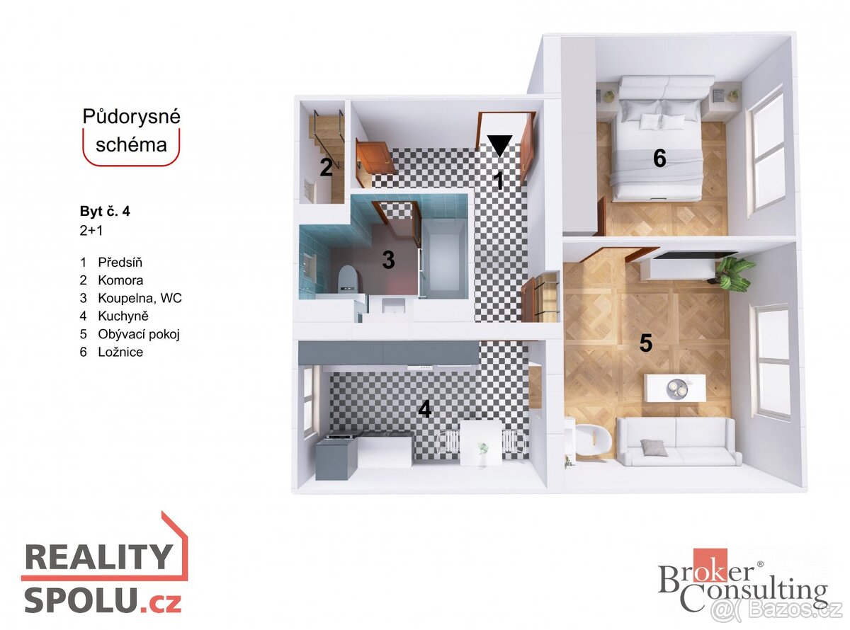 Prodej, byty/2+1, 56 m2, Zeyerova 1236/18, Liberec I-Staré M - 2