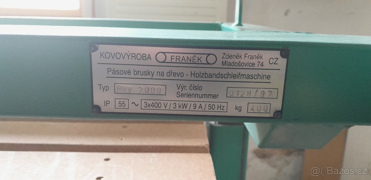Pásová Bruska Franěk PBV 2000 - 2