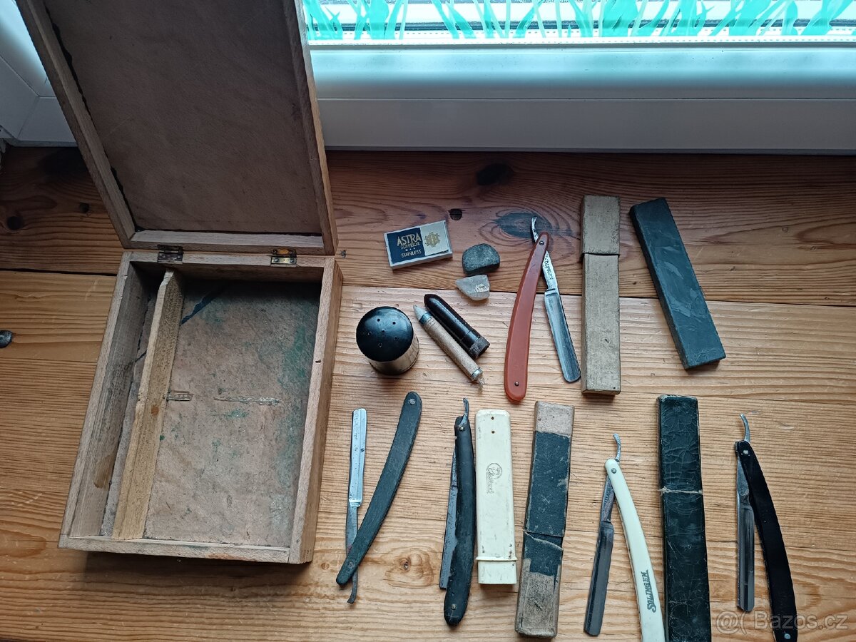 Sada holicích břitů Solingen+ brusné kameny+ doplňky - 2