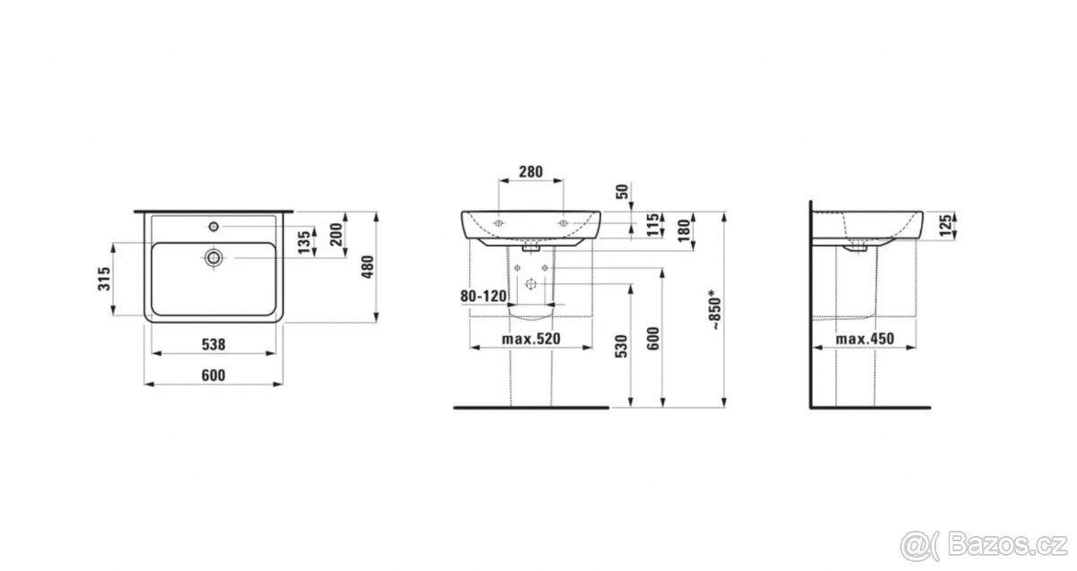 Umyvadlo Laufen Pro A - 60x48 cm - 2