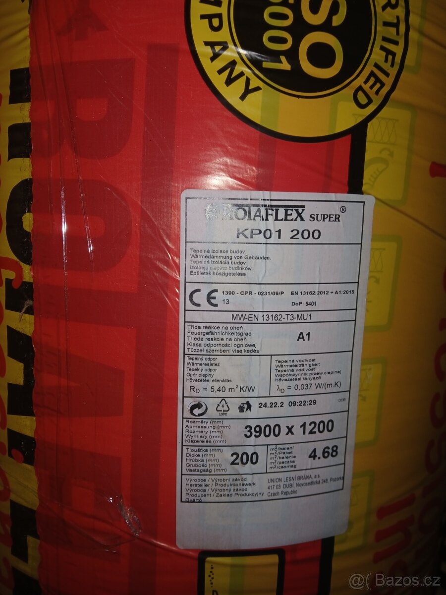 Izolační vata 037 - 10 a 20cm. - 2