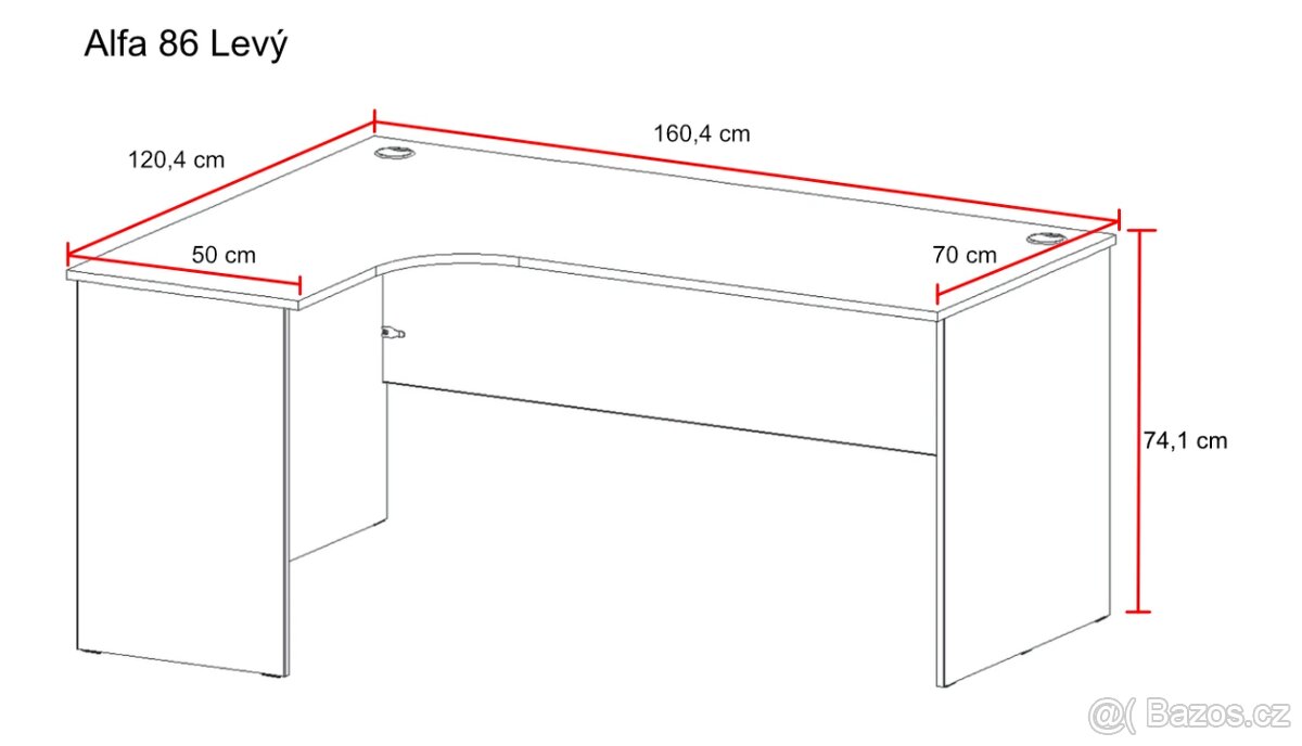 Kancelářský rohový stůl Alfa 86 - 2