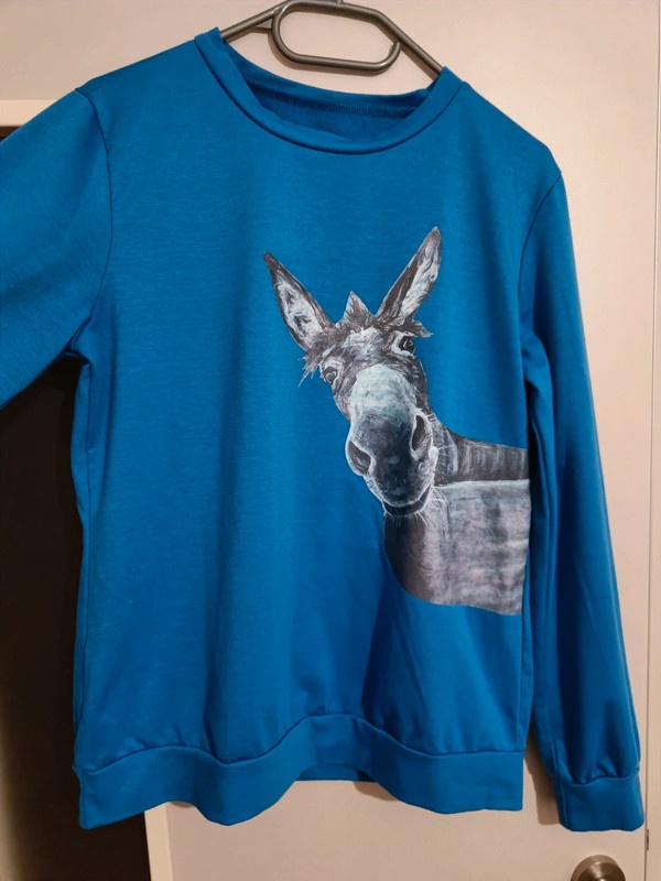 Modrá dámská mikina s oslem, vel. L - nová - 2